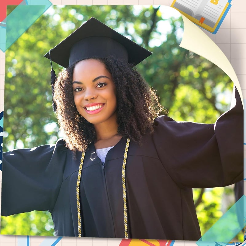 TecUnite Graduation Cords Honor 2026 Polyester Yarn Decorative Garland Twist Ties with Tassels for Bachelor Gown Graduation(Gold with Silver) - Image 4